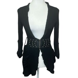Arden B Open Belted Sweater Black